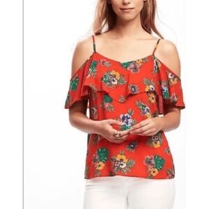 NWT Womens Old Navy Soft-Woven Ruffled Cold-Shoulder Cami Tank Top - Sz S